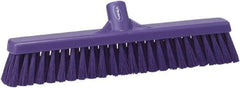 Vikan - 16" Fine Particle Synthetic Push Broom - 2" Bristle Length, Plastic Block, European Threaded Handle Connection - Industrial Tool & Supply