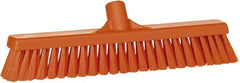 Vikan - 16" Fine Particle Synthetic Push Broom - 2" Bristle Length, Plastic Block, European Threaded Handle Connection - Industrial Tool & Supply
