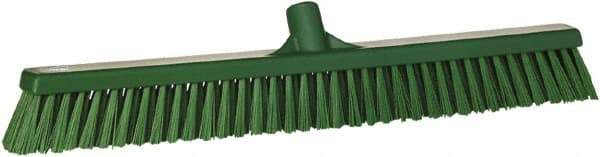 Vikan - 24" Combo Duty Synthetic Push Broom - 2" Bristle Length, Plastic Block, European Threaded Handle Connection - Industrial Tool & Supply