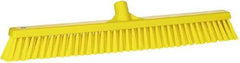 Vikan - 24" Combo Duty Synthetic Push Broom - 2" Bristle Length, Plastic Block, European Threaded Handle Connection - Industrial Tool & Supply