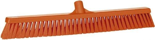 Vikan - 24" Fine Particle Synthetic Push Broom - 2" Bristle Length, Plastic Block, European Threaded Handle Connection - Industrial Tool & Supply