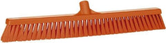 Vikan - 24" Fine Particle Synthetic Push Broom - 2" Bristle Length, Plastic Block, European Threaded Handle Connection - Industrial Tool & Supply