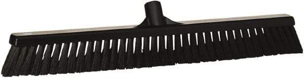 Vikan - 24" Fine Particle Synthetic Push Broom - 4" Bristle Length, Plastic Block, European Threaded Handle Connection - Industrial Tool & Supply
