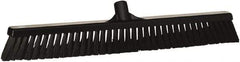 Vikan - 24" Fine Particle Synthetic Push Broom - 4" Bristle Length, Plastic Block, European Threaded Handle Connection - Industrial Tool & Supply
