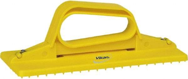 Vikan - 9" Long x 3-3/4" Wide Scouring Pad Holder - Yellow - Industrial Tool & Supply