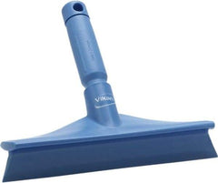 Vikan - 9.84" Rubber Blade Bench Squeegee - Single Edge, Blue, Plastic Holder - Industrial Tool & Supply