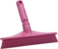 Vikan - 9.84" Rubber Blade Bench Squeegee - Single Edge, Pink, Plastic Holder - Industrial Tool & Supply