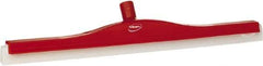 Vikan - 24" Foam Rubber Blade Floor Squeegee - Double Edge, Red, Plastic Holder - Industrial Tool & Supply