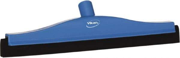 Vikan - 16" Foam Rubber Blade Bench Squeegee - Double Edge, Blue, Plastic Holder - Industrial Tool & Supply