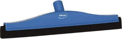 Vikan - 16" Foam Rubber Blade Bench Squeegee - Double Edge, Blue, Plastic Holder - Industrial Tool & Supply