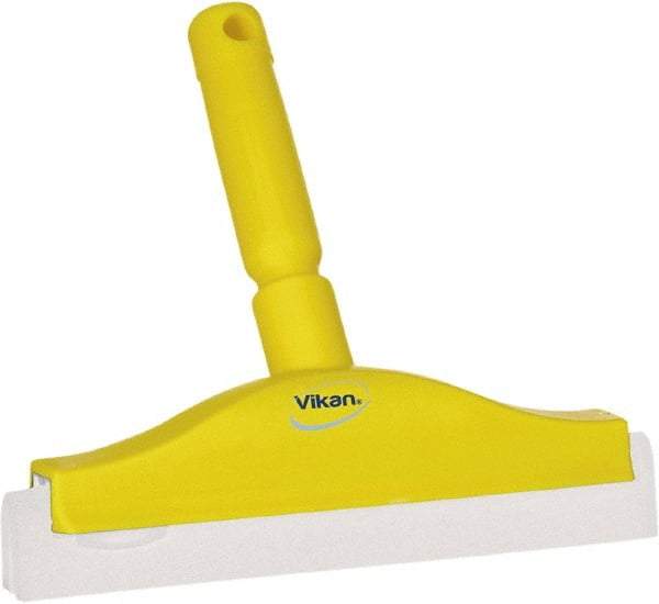 Vikan - 10" Foam Rubber Blade Bench Squeegee - Double Edge, Yellow, Plastic Holder - Industrial Tool & Supply