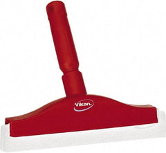 Vikan - 10" Foam Rubber Blade Bench Squeegee - Double Edge, Red, Plastic Holder - Industrial Tool & Supply