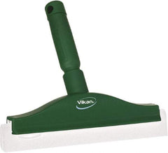 Vikan - 10" Foam Rubber Blade Bench Squeegee - Double Edge, Green, Plastic Holder - Industrial Tool & Supply