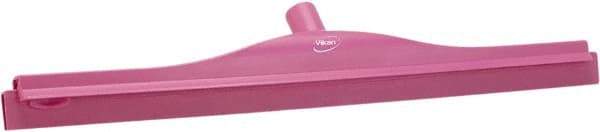 Vikan - 24" Rubber Blade Floor Squeegee - Double Edge, Pink, Plastic Holder - Industrial Tool & Supply