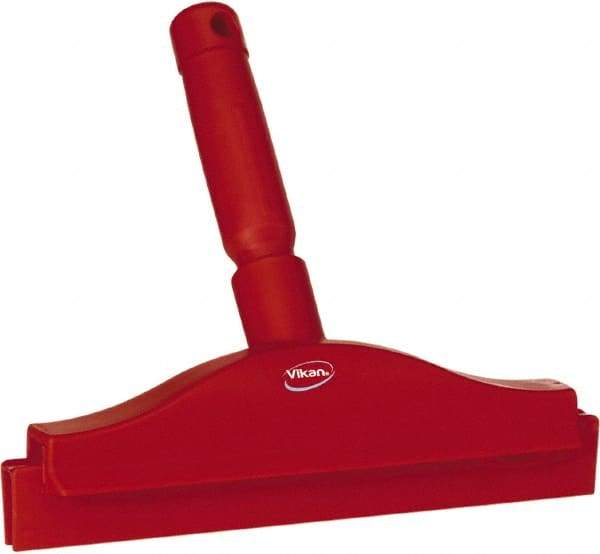 Vikan - 10" Rubber Blade Floor Squeegee - Double Edge, Red, Plastic Holder - Industrial Tool & Supply