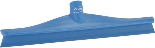Vikan - 15-3/4" Rubber Blade Floor Squeegee - Single Edge, Blue, Plastic Holder - Industrial Tool & Supply