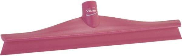 Vikan - 15-3/4" Rubber Blade Floor Squeegee - Single Edge, Pink, Plastic Holder - Industrial Tool & Supply