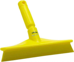Vikan - 9.84" Rubber Blade Bench Squeegee - Single Edge, Yellow, Plastic Holder - Industrial Tool & Supply