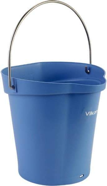 Vikan - 1-1/2 Gal, Polypropylene Round Blue Single Pail with Pour Spout - Handle Included - Industrial Tool & Supply