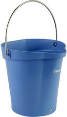Vikan - 1-1/2 Gal, Polypropylene Round Blue Single Pail with Pour Spout - Handle Included - Industrial Tool & Supply
