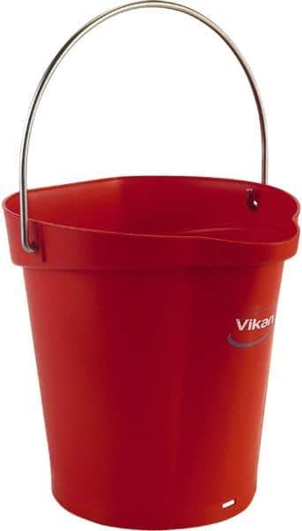 Vikan - 1-1/2 Gal, Polypropylene Round Red Single Pail with Pour Spout - Handle Included - Industrial Tool & Supply