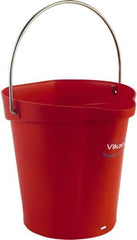 Vikan - 1-1/2 Gal, Polypropylene Round Red Single Pail with Pour Spout - Handle Included - Industrial Tool & Supply