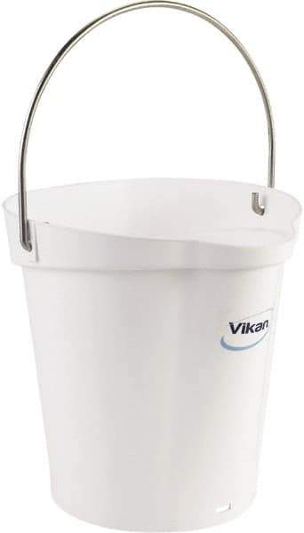 Vikan - 1-1/2 Gal, Polypropylene Round White Single Pail with Pour Spout - Handle Included - Industrial Tool & Supply
