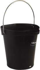 Vikan - 1-1/2 Gal, Polypropylene Round Black Single Pail with Pour Spout - Handle Included - Industrial Tool & Supply