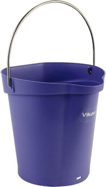 Vikan - 1-1/2 Gal, Polypropylene Round Purple Single Pail with Pour Spout - Handle Included - Industrial Tool & Supply
