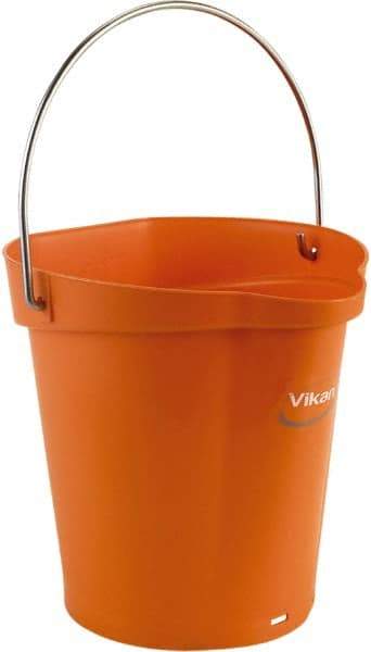 Vikan - 1-1/2 Gal, Polypropylene Round Orange Single Pail with Pour Spout - Handle Included - Industrial Tool & Supply