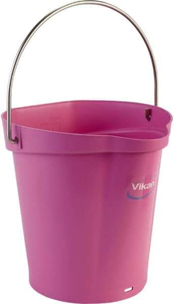 Vikan - 1-1/2 Gal, Polypropylene Round Pink Single Pail with Pour Spout - Handle Included - Industrial Tool & Supply