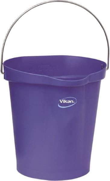 Vikan - 3 Gal, Polypropylene Round Purple Single Pail with Pour Spout - Handle Included - Industrial Tool & Supply