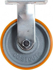 Caster Connection - 6" Diam x 3" Wide x 7-1/2" OAH Top Plate Mount Rigid Caster - Polyurethane on Iron, 2,300 Lb Capacity, Sealed Precision Ball Bearing, 4-1/2 x 6-1/4" Plate - Industrial Tool & Supply