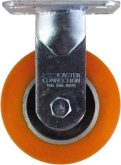 Caster Connection - 5" Diam x 2" Wide x 6-1/2" OAH Top Plate Mount Rigid Caster - Polyurethane on Aluminum, 750 Lb Capacity, Sealed Precision Ball Bearing, 4 x 4-1/2" Plate - Industrial Tool & Supply