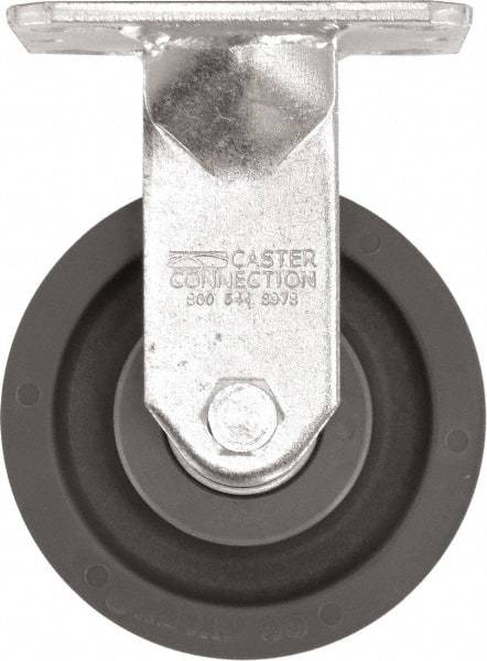 Caster Connection - 5" Diam x 2" Wide x 6-1/2" OAH Top Plate Mount Rigid Caster - High Grade Nylon, 1,200 Lb Capacity, Sealed Precision Ball Bearing, 4 x 4-1/2" Plate - Industrial Tool & Supply