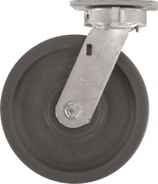Caster Connection - 8" Diam x 2" Wide x 9-1/2" OAH Top Plate Mount Swivel Caster - High Grade Nylon, 2,000 Lb Capacity, Sealed Precision Ball Bearing, 4 x 4-1/2" Plate - Industrial Tool & Supply