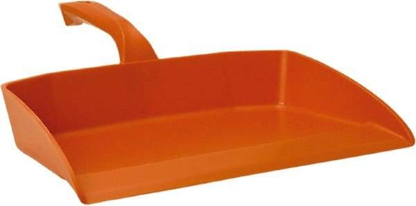 Vikan - 12-1/2" Wide Handheld Dustpan - Plastic Body, 4-1/2" Handle, Orange - Industrial Tool & Supply
