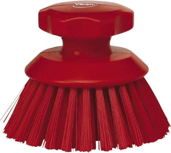 Vikan - 1-1/2" Bristle Length, Polyester Food Service Brush - 3-3/4" Long x 5" Wide Head, 5" OAL, Red, Polypropylene Block - Industrial Tool & Supply