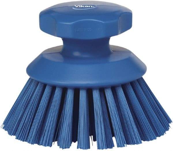 Vikan - 1-1/2" Bristle Length, Polyester Food Service Brush - 3-3/4" Long x 5" Wide Head, 5" OAL, Blue, Polypropylene Block - Industrial Tool & Supply