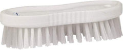 Vikan - 1" Bristle Length, Polyester Scrub Brush - 6-1/4" Long x 7" Wide Head, 7" OAL, White, Polypropylene Block - Industrial Tool & Supply