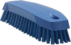 Vikan - 1" Bristle Length, Polyester Scrub Brush - 6-1/4" Long x 7" Wide Head, 7" OAL, Blue, Polypropylene Block - Industrial Tool & Supply