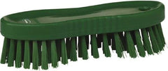 Vikan - 1" Bristle Length, Polyester Scrub Brush - 6-1/4" Long x 7" Wide Head, 7" OAL, Green, Polypropylene Block - Industrial Tool & Supply