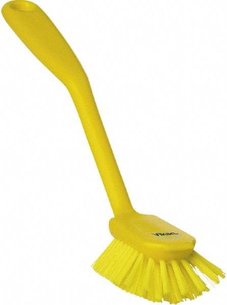 Vikan - 1" Bristle Length, Polyester Food Service Brush - 2-11/16" Long x 1" Wide Head, 10-1/2" OAL, Yellow, Polypropylene Block - Industrial Tool & Supply