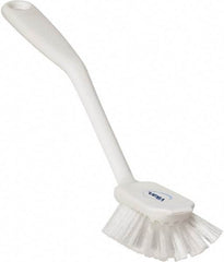 Vikan - 1" Bristle Length, Polyester Food Service Brush - 2-11/16" Long x 1" Wide Head, 10-1/2" OAL, White, Polypropylene Block - Industrial Tool & Supply