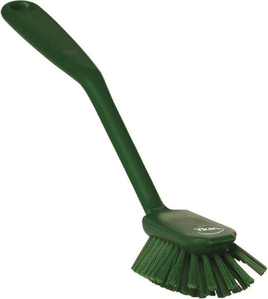 Vikan - 1" Bristle Length, Polyester Food Service Brush - 2-11/16" Long x 1" Wide Head, 10-1/2" OAL, Green, Polypropylene Block - Industrial Tool & Supply