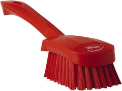 Vikan - 1.3" Bristle Length, Polyester Scrub Brush - 4-1/4" Long x 2-3/4" Wide Head, 10" OAL, Red, Polypropylene Block - Industrial Tool & Supply