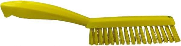 Vikan - 1.3" Bristle Length, Polyester Scrub Brush - 5-7/8" Long x 0.8" Wide Head, 11.2" OAL, Yellow, Polypropylene Block - Industrial Tool & Supply