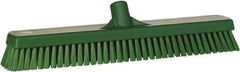 Vikan - 1.8" Bristle Length, Polyester Scrub Brush - 18" Long x 2-1/2" Wide Head, 19" OAL, European Threaded Handle, Green, Polypropylene Block - Industrial Tool & Supply