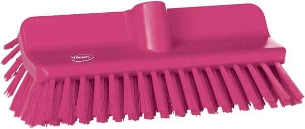 Vikan - 1-1/2" Bristle Length, Polyester Cleaning & Finishing Brush - 9-5/8" Long x 2-3/4" Wide Head, 10" OAL, European Threaded Handle, Pink, Polypropylene Block - Industrial Tool & Supply
