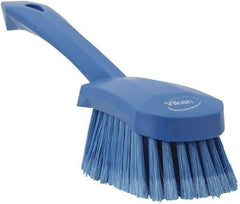 Vikan - 1.8" Bristle Length, Polyester Scrub Brush - 4-1/4" Long x 2-3/4" Wide Head, 10" OAL, Blue, Polypropylene Block, Flagged - Industrial Tool & Supply